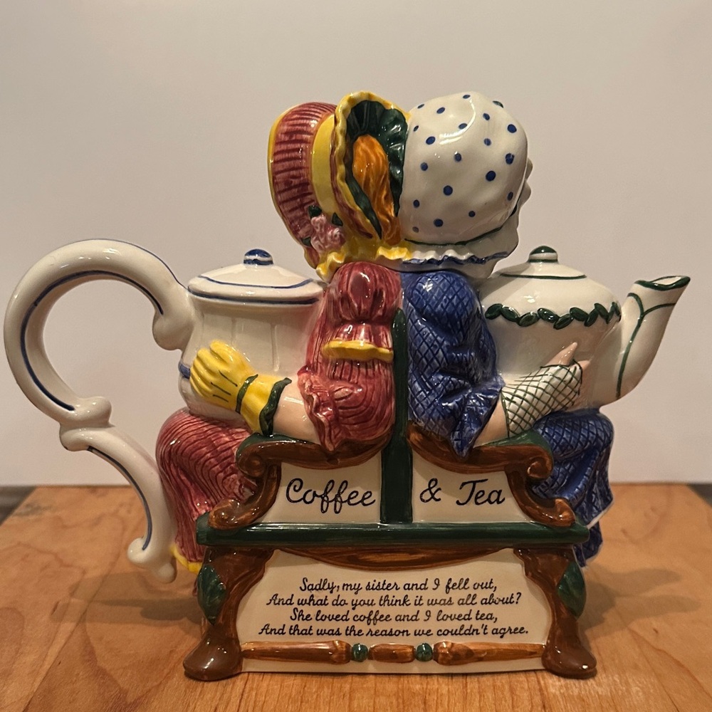 Vintage Dept 56 two sisters tea/coffee pot with four cups - Picture 4 of 16